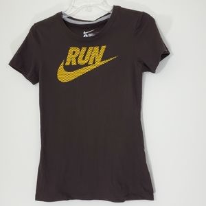 Nike Brown Slim Fit Run Tee, Size Small